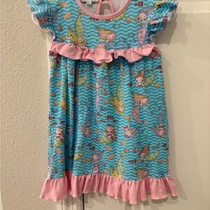 Magnolia Mermaid Print Dress with Pink Ruffles